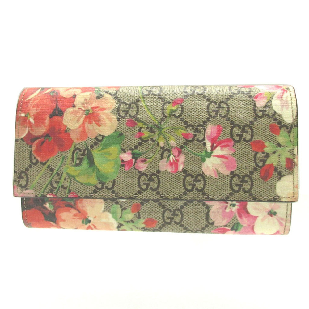Gucci GG Blooms 404070 Supreme Leather Beige Red Bi-fold Long Wallet 1295GUCCI